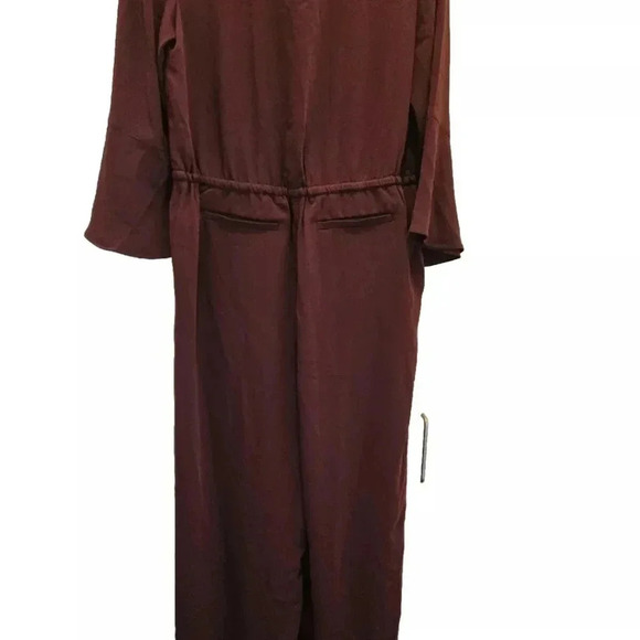 New W Tags LAUREN RALPH LAUREN BurgundyBell Sleeve V-neck Drawstring Jumpsuit 12 - Picture 11 of 14